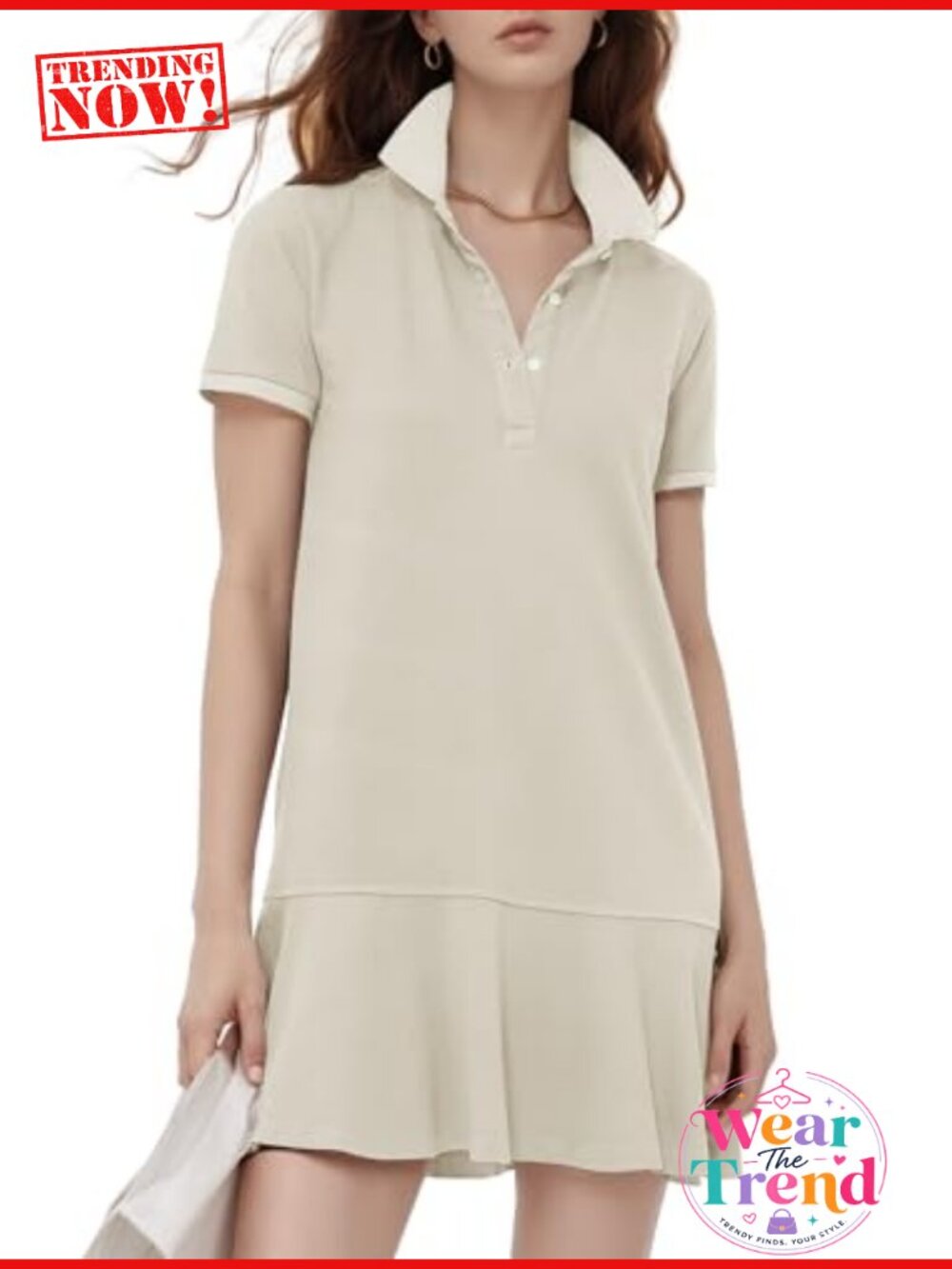 Polo Dress Short Sleeve Ruffle Swing Mini Dress